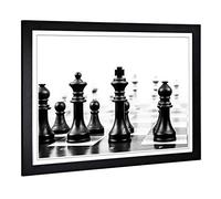Big Box Art Framed Print of Chess Board Game Pieces (2) Design | Wall Art Picture | Home Decor for Kitchen, Living, Dining Room, Bedroom, Hallway, Office, Black, A2 / 24.5x18 Inch / 62x45cm