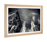 Big Box Art Framed Print of Chicago USA Design | Wall Art Picture | Home Decor for Kitchen, Living, Dining Room, Lounge, Bedroom, Hallway, Office, Oak, A2 / 24.5x18 Inch / 62x45cm