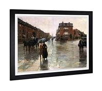 Big Box Art Framed Print of Childe Hassam Rainy Day, Boston Design | Wall Art Picture | Home Decor for Kitchen, Living Room, Bedroom, Hallway, Black, A2 / 24.5x18 Inch / 62x45cm