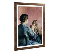 Big Box Art Framed Print of Christian Krohg Braiding her Hair Design | Wall Art Picture | Home Decor for Kitchen, Living Room, Bedroom, Hallway, Walnut, A2 / 24.5x18 Inch / 62x45cm