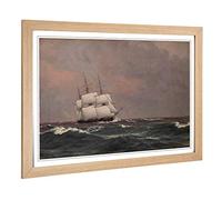 Big Box Art Framed Print of Christoffer Wilhelm Eckersberg Sailing Ship 2 Design | Wall Art Picture| Home Decor for Kitchen, Living Room, Bedroom, Hallway, Oak, A2 / 24.5x18 Inch / 62x45cm