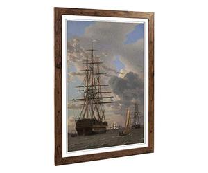 Big Box Art Framed Print of Christoffer Wilhelm Eckersberg Sailing Ship 4 Design | Wall Art Picture| Home Decor for Kitchen, Living Room, Bedroom, Hallway, Walnut, A2 / 24.5x18 Inch / 62x45cm