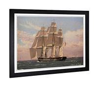 Big Box Art Framed Print of Christoffer Wilhelm Eckersberg Sailing Ship Design | Wall Art Picture | Home Decor for Kitchen, Living Room, Bedroom, Hallway, Black, A2 / 24.5x18 Inch / 62x45cm