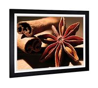 Big Box Art Framed Print of Cinnamon and Spices Design | Wall Art Picture | Home Decor for Kitchen, Living, Dining Room, Lounge, Bedroom, Hallway, Office, Black, A2 / 24.5x18 Inch / 62x45cm