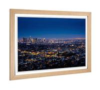 Big Box Art Framed Print of City LA Los Angeles Skyline Design | Wall Art Picture | Home Decor for Kitchen, Living, Dining Room, Bedroom, Hallway, Office, Oak, A2 / 24.5x18 Inch / 62x45cm