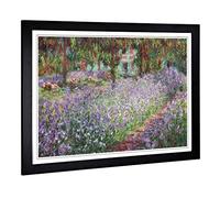 Big Box Art Framed Print of Claude Irises in Monets Garden Design | Wall Art Picture | Home Decor for Kitchen, Living Room, Bedroom, Hallway, Black, A2 / 24.5x18 Inch / 62x45cm