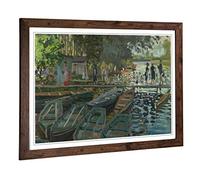 Big Box Art Framed Print of Claude Monet Bathers at La Grenouillere Design | Wall Art Picture | Home Decor for Kitchen, Living Room, Bedroom, Hallway, Walnut, A2 / 24.5x18 Inch / 62x45cm