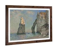 Big Box Art Framed Print of Claude Monet Sea Cliffs Design | Wall Art Picture | Home Decor for Kitchen, Living, Dining Room, Bedroom, Hallway, Office, Walnut, A2 / 24.5x18 Inch / 62x45cm