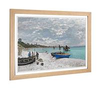 Big Box Art Framed Print of Claude Monet The Beach at Sainte-Adresse (1) Design | Wall Art Picture | Home Decor for Kitchen, Living Room, Bedroom, Hallway, Oak, A2 / 24.5x18 Inch / 62x45cm