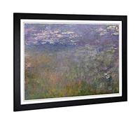 Big Box Art Framed Print of Claude Monet Water Lilies No.4 Design | Wall Art Picture | Home Decor for Kitchen, Living, Dining Room, Bedroom, Hallway, Office, Black, A2 / 24.5x18 Inch / 62x45cm