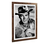 Big Box Art Framed Print of Clint Eastwood (1) Design | Wall Art Picture | Home Decor for Kitchen, Living, Dining Room, Lounge, Bedroom, Hallway, Office, Walnut, A2 / 24.5x18 Inch / 62x45cm