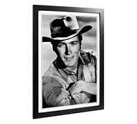 Big Box Art Framed Print of Clint Eastwood (1) Design | Wall Art Picture | Home Decor for Kitchen, Living, Dining Room, Lounge, Bedroom, Hallway, Office, Black, A2 / 24.5x18 Inch / 62x45cm