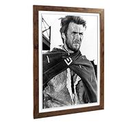 Big Box Art Framed Print of Clint Eastwood (2) Design | Wall Art Picture | Home Decor for Kitchen, Living, Dining Room, Lounge, Bedroom, Hallway, Office, Walnut, A2 / 24.5x18 Inch / 62x45cm