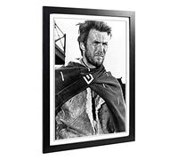 Big Box Art Framed Print of Clint Eastwood (2) Design | Wall Art Picture | Home Decor for Kitchen, Living, Dining Room, Lounge, Bedroom, Hallway, Office, Black, A2 / 24.5x18 Inch / 62x45cm
