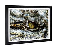 Big Box Art Framed Print of Crocodile Eye (1) Design | Wall Art Picture | Home Decor for Kitchen, Living, Dining Room, Lounge, Bedroom, Hallway, Office, Black, A2 / 24.5x18 Inch / 62x45cm