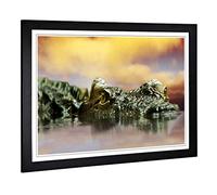 Big Box Art Framed Print of Crocodile Eye (2) Design | Wall Art Picture | Home Decor for Kitchen, Living, Dining Room, Lounge, Bedroom, Hallway, Office, Black, A2 / 24.5x18 Inch / 62x45cm