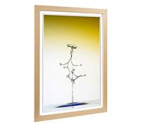 Big Box Art Framed Print of Drop of Water Yellow Abstract Design | Wall Art Picture | Home Decor for Kitchen, Living, Dining Room, Bedroom, Hallway, Office, Oak, A2 / 24.5x18 Inch / 62x45cm