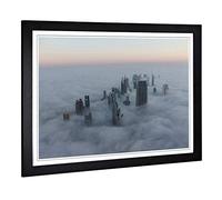 Big Box Art Framed Print of Dubai Clouds Skyline Design | Wall Art Picture | Home Decor for Kitchen, Living, Dining Room, Lounge, Bedroom, Hallway, Office, Black, A2 / 24.5x18 Inch / 62x45cm