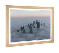 Big Box Art Framed Print of Dubai Clouds Skyline Design | Wall Art Picture | Home Decor for Kitchen, Living, Dining Room, Lounge, Bedroom, Hallway, Office, Oak, A2 / 24.5x18 Inch / 62x45cm