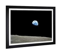 Big Box Art Framed Print of Earth from Space (2) Design | Wall Art Picture | Home Decor for Kitchen, Living, Dining Room, Lounge, Bedroom, Hallway, Office, Black, A2 / 24.5x18 Inch / 62x45cm