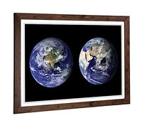 Big Box Art Framed Print of Earth from Space (3) Design | Wall Art Picture | Home Decor for Kitchen, Living, Dining Room, Lounge, Bedroom, Hallway, Office, Walnut, A2 / 24.5x18 Inch / 62x45cm