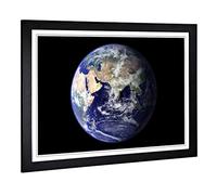 Big Box Art Framed Print of Earth from Space (9) Design | Wall Art Picture | Home Decor for Kitchen, Living, Dining Room, Lounge, Bedroom, Hallway, Office, Black, A2 / 24.5x18 Inch / 62x45cm