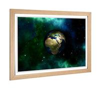 Big Box Art Framed Print of Earth in Space Design | Wall Art Picture | Home Decor for Kitchen, Living, Dining Room, Lounge, Bedroom, Hallway, Office, Oak, A2 / 24.5x18 Inch / 62x45cm