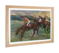 Big Box Art Framed Print of Edgar Degas Three Jockeys Design | Wall Art Picture | Home Decor for Kitchen, Living, Dining Room, Bedroom, Hallway, Office, Oak, A2 / 24.5x18 Inch / 62x45cm