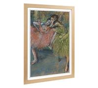 Big Box Art Framed Print of Edgar Degas Two Dancers, Green and Pink Design | Wall Art Picture | Home Decor for Kitchen, Living Room, Bedroom, Hallway, Oak, A2 / 24.5x18 Inch / 62x45cm