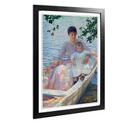 Big Box Art Framed Print of Edmund C. Tarbell Mother and Child in a Boat Design | Wall Art Picture | Home Decor for Kitchen, Living Room, Bedroom, Hallway, Black, A2 / 24.5x18 Inch / 62x45cm