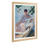 Big Box Art Framed Print of Edmund C. Tarbell Mother and Child in a Boat Design | Wall Art Picture | Home Decor for Kitchen, Living Room, Bedroom, Hallway, Oak, A2 / 24.5x18 Inch / 62x45cm