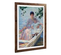 Big Box Art Framed Print of Edmund C. Tarbell Mother and Child in a Boat Design | Wall Art Picture | Home Decor for Kitchen, Living Room, Bedroom, Hallway, Walnut, A2 / 24.5x18 Inch / 62x45cm