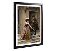 Big Box Art Framed Print of Edmund Leighton My Next-Door Neighbour Design | Wall Art Picture | Home Decor for Kitchen, Living Room, Bedroom, Hallway, Black, A2 / 24.5x18 Inch / 62x45cm