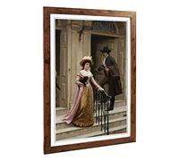 Big Box Art Framed Print of Edmund Leighton My Next-Door Neighbour Design | Wall Art Picture | Home Decor for Kitchen, Living Room, Bedroom, Hallway, Walnut, A2 / 24.5x18 Inch / 62x45cm