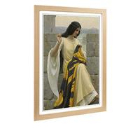Big Box Art Framed Print of Edmund Leighton Stitching The Standard Design | Wall Art Picture | Home Decor for Kitchen, Living Room, Bedroom, Hallway, Oak, A2 / 24.5x18 Inch / 62x45cm