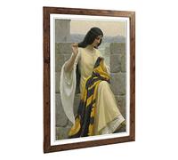 Big Box Art Framed Print of Edmund Leighton Stitching The Standard Design | Wall Art Picture | Home Decor for Kitchen, Living Room, Bedroom, Hallway, Walnut, A2 / 24.5x18 Inch / 62x45cm