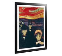Big Box Art Framed Print of Edvard Munch Anxiety Design | Wall Art Picture | Home Decor for Kitchen, Living, Dining Room, Lounge, Bedroom, Hallway, Office, Black, A2 / 24.5x18 Inch / 62x45cm