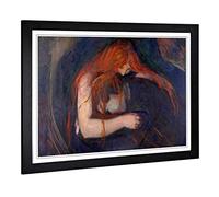 Big Box Art Framed Print of Edvard Munch The Vampire Design | Wall Art Picture | Home Decor for Kitchen, Living, Dining Room, Bedroom, Hallway, Office, Black, A2 / 24.5x18 Inch / 62x45cm