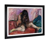 Big Box Art Framed Print of Edvard Munch Weeping Nude Design | Wall Art Picture | Home Decor for Kitchen, Living, Dining Room, Bedroom, Hallway, Office, Black, A2 / 24.5x18 Inch / 62x45cm