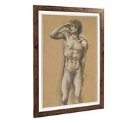 Big Box Art Framed Print of Edward Burne-Jones Male Study Sketch Design | Wall Art Picture | Home Decor for Kitchen, Living Room, Bedroom, Hallway, Walnut, A2 / 24.5x18 Inch / 62x45cm