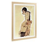 Big Box Art Framed Print of Egon Schiele Nude Woman Design | Wall Art Picture | Home Decor for Kitchen, Living, Dining Room, Bedroom, Hallway, Office, Oak, A2 / 24.5x18 Inch / 62x45cm