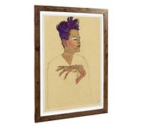 Big Box Art Framed Print of Egon Schiele Self Portrait Design | Wall Art Picture | Home Decor for Kitchen, Living, Dining Room, Bedroom, Hallway, Office, Walnut, A2 / 24.5x18 Inch / 62x45cm