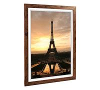 Big Box Art Framed Print of Eiffel Tower Paris France (2) Design | Wall Art Picture | Home Decor for Kitchen, Living, Dining Room, Bedroom, Hallway, Office, Walnut, A2 / 24.5x18 Inch / 62x45cm
