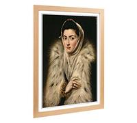 Big Box Art Framed Print of El Greco Lady in a Fur Wrap Design | Wall Art Picture | Home Decor for Kitchen, Living, Dining Room, Bedroom, Hallway, Office, Oak, A2 / 24.5x18 Inch / 62x45cm