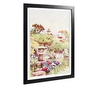 Big Box Art Framed Print of Ella Du Cane Japanese Oriental A Tokyo Garden Design | Wall Art Picture| Home Decor for Kitchen, Living Room, Bedroom, Hallway, Black, A2 / 24.5x18 Inch / 62x45cm