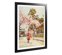 Big Box Art Framed Print of Ella Du Cane Japanese Oriental The drooping Cherry Design | Wall Art Picture| Home Decor for Kitchen, Living Room, Bedroom, Office, Black, A2 / 24.5x18 Inch / 62x45cm
