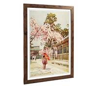 Big Box Art Framed Print of Ella Du Cane Japanese Oriental The drooping Cherry Design | Wall Art Picture| Home Decor for Kitchen, Living Room, Bedroom, Office, Walnut, A2 / 24.5x18 Inch / 62x45cm