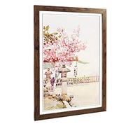 Big Box Art Framed Print of Ella Du Cane Japanese Oriental The Pink Cherry Design | Wall Art Picture| Home Decor for Kitchen, Living Room, Bedroom, Hallway, Walnut, A2 / 24.5x18 Inch / 62x45cm