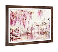 Big Box Art Framed Print of Ella Du Cane Japanese Oriental Wisteria, Kameido Design | Wall Art Picture| Home Decor for Kitchen, Living Room, Bedroom, Hallway, Walnut, A2 / 24.5x18 Inch / 62x45cm