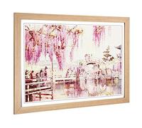 Big Box Art Framed Print of Ella Du Cane Japanese Oriental Wisteria, Kameido Design | Wall Art Picture| Home Decor for Kitchen, Living Room, Bedroom, Hallway, Oak, A2 / 24.5x18 Inch / 62x45cm